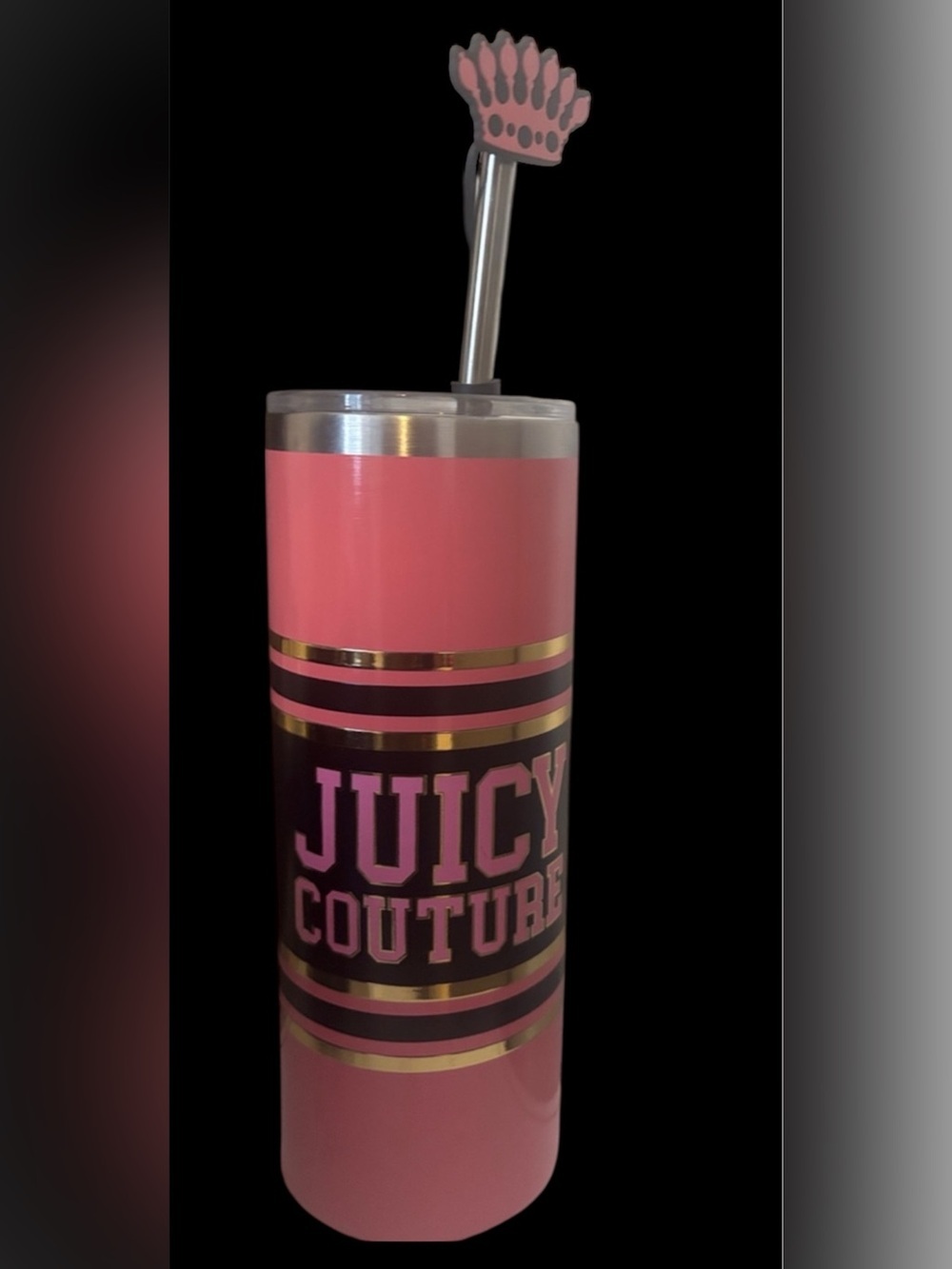 Juicy Couture Pink Stainless Tumbler with Straw